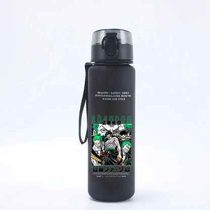 Borraccia Sportiva per Bambini da 650ml, Design Anime Zoro-Luffy, con Corda per Trasporto, Bottiglia Portatile per Acqua