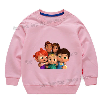 Cocomelons Sweatshirt Kids Cartoon Cotton Pullover Long Sleeve Clothing Boys Girls Hoodie Autumn Spring Tops Clothes Sportswear