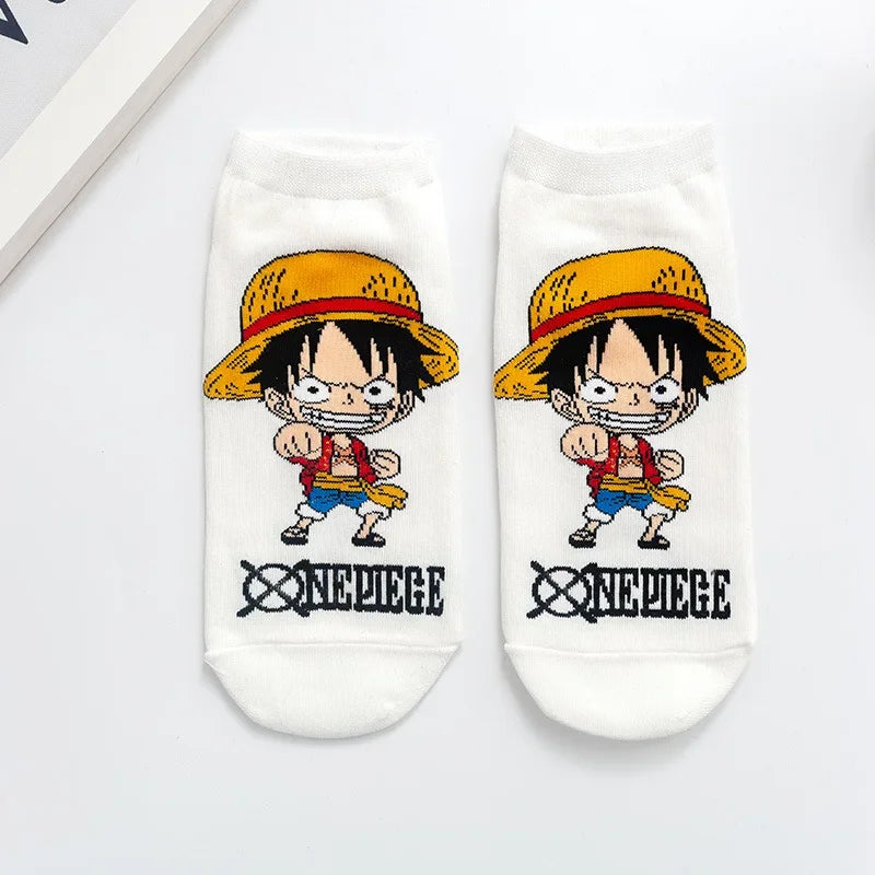 Hot Bandai ONE PIECE Men Boat Socks Luffy Chopper Anime Figure Cartoon Low Socks for Women Spring Summer 100% Cotton Socks
