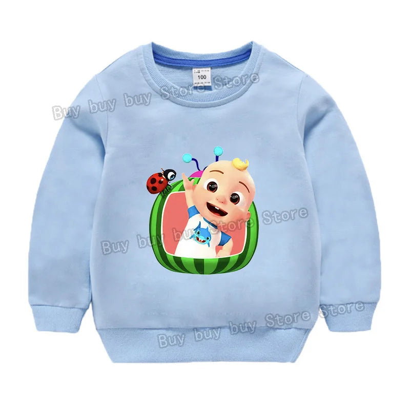 Cocomelons Sweatshirt Kids Cartoon Cotton Pullover Long Sleeve Clothing Boys Girls Hoodie Autumn Spring Tops Clothes Sportswear