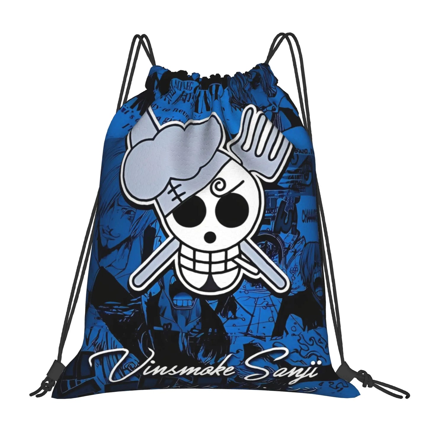 One Piece Zoro Skull Backpack Drawstring Sports Bags Gym Bag Water Resistant  String Sackpack for Exercise