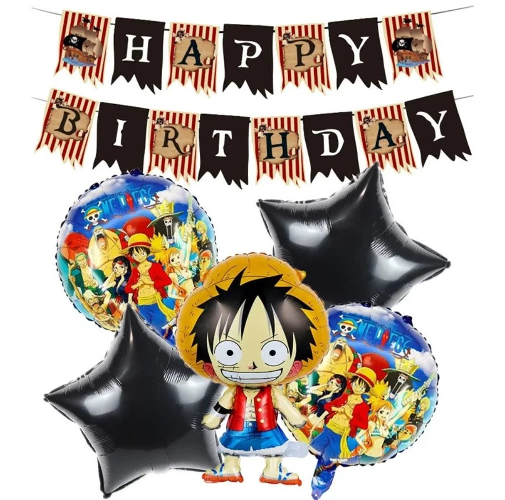 One Pieces Birthday Balloons Set Luffy Foil Latex Material Birthday Party Decoration Supplies Shower Gifts Happy Birthday Topper