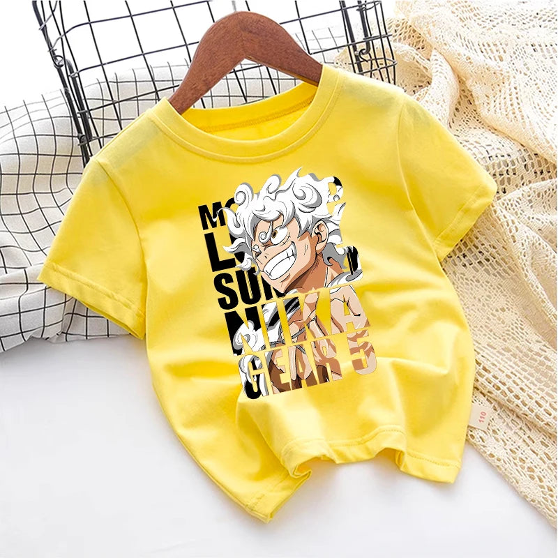 Ones Piece Kids T-shirt Anime Zoro-Luffy-Boys Toddler Cute Cool Tees Streetwear Casual Short Sleeve Childern Cotton Clothes Tops