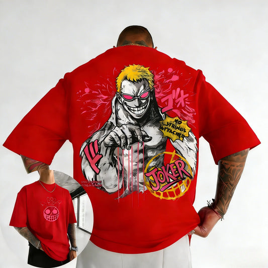 ONE PICE Men's Summer Cotton T-shirt 2026 New Doflamingo Anime Printing Trend Versatile Large Loose Casual Y2K Parent Child Top