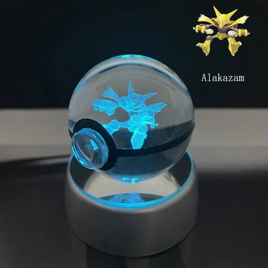 Pokemon 3D Crystal Ball Anime Game Pokeball Rainbow Led Night Light