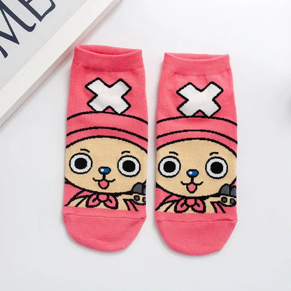 Hot Bandai ONE PIECE Men Boat Socks Luffy Chopper Anime Figure Cartoon Low Socks for Women Spring Summer 100% Cotton Socks