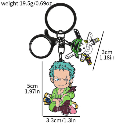 One Piece Anime Keychain Set - Monkey D. Luffy & Roronoa Zoro Cartoon Characters Backpack Decoration Collectible Gift