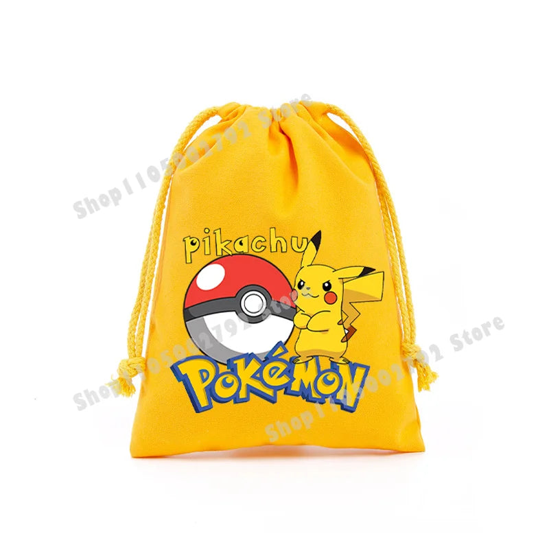 Pokemons Pikachu Storage Drawstring Bag Party Candy Package Cartoon Gengar Charizard Portable Boy Key Pouch Kids Gift Bags