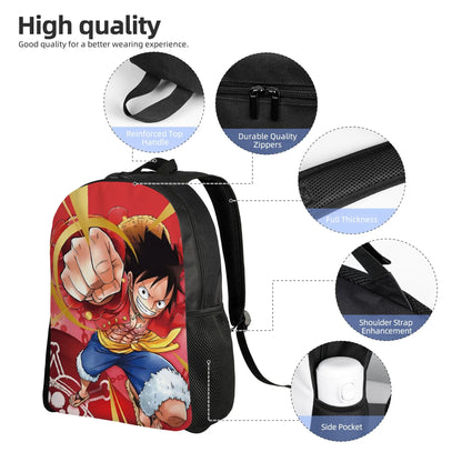 One Piece Luffy  Casual Backpack Durable Student Hiking Travel Cartoon  Daypack for Men Women College Shoulder Bag