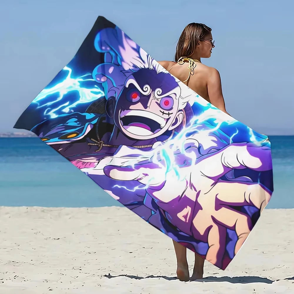 Anime One PIECES Luffys Gear 5 Beach Towel Microfiber Sand Free Quick Dry Pool Towels Gift for Women Travel Gym Shower Camping