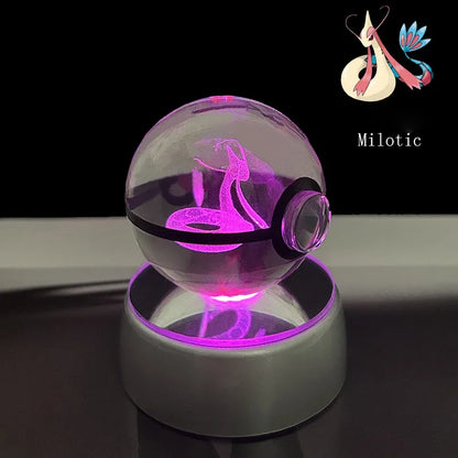 Pokemon 3D Crystal Ball Anime Game Pokeball Rainbow Led Night Light