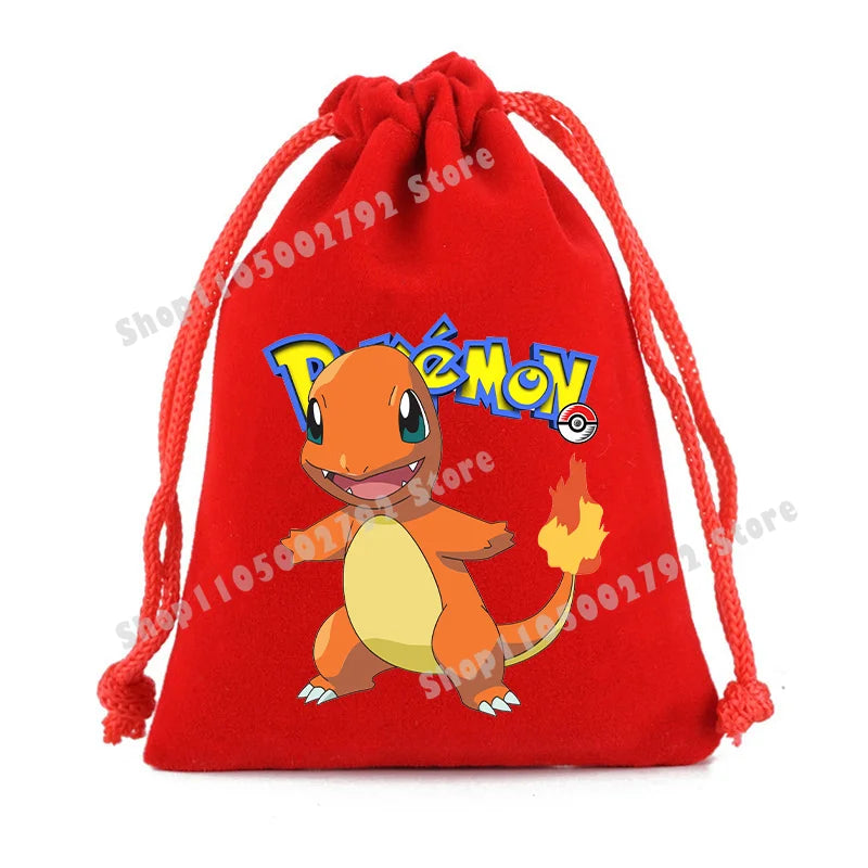 Pokemons Pikachu Storage Drawstring Bag Party Candy Package Cartoon Gengar Charizard Portable Boy Key Pouch Kids Gift Bags