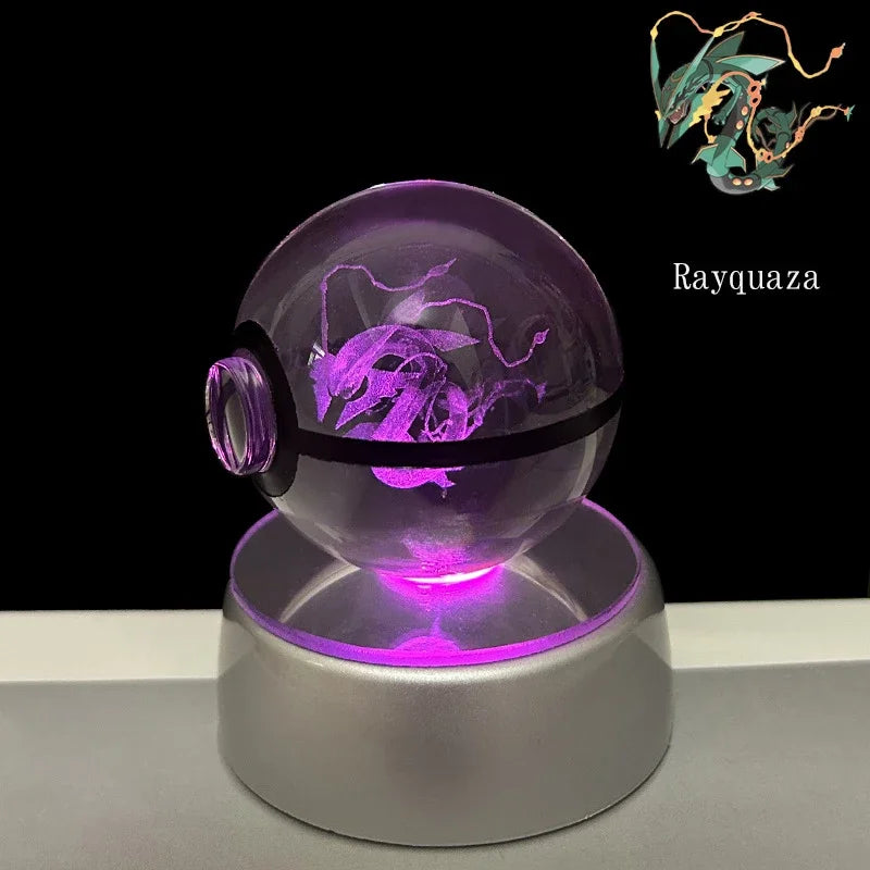 Pokemon 3D Crystal Ball Anime Game Pokeball Rainbow Led Night Light