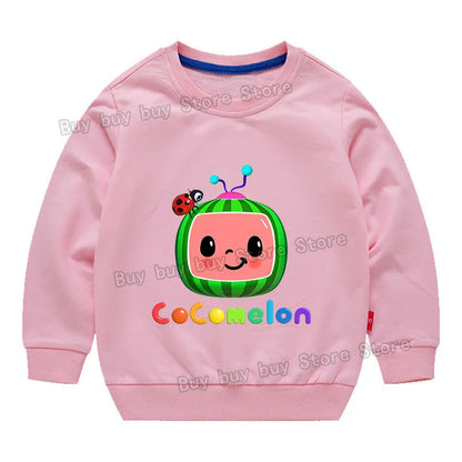 Cocomelons Sweatshirt Kids Cartoon Cotton Pullover Long Sleeve Clothing Boys Girls Hoodie Autumn Spring Tops Clothes Sportswear