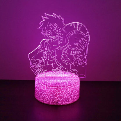 One Piece Zoro Luffy Nami Anime Night Lights Action Figure 3D LED Color Changing Toys Doll Usopp Sanji Chopper Hancock