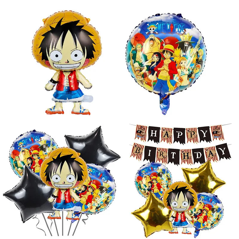 One Pieces Birthday Balloons Set Luffy Foil Latex Material Birthday Party Decoration Supplies Shower Gifts Happy Birthday Topper