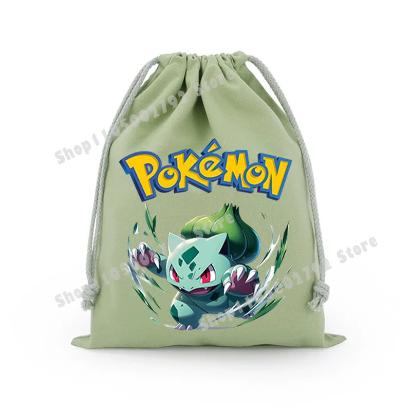 Pokemons Pikachu Storage Drawstring Bag Party Candy Package Cartoon Gengar Charizard Portable Boy Key Pouch Kids Gift Bags