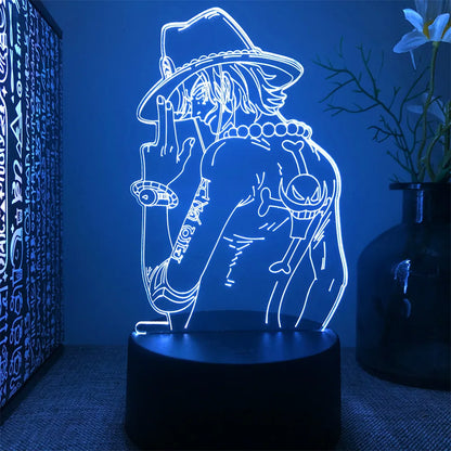 One Piece Zoro Luffy Nami Anime Night Lights Action Figure 3D LED Color Changing Toys Doll Usopp Sanji Chopper Hancock