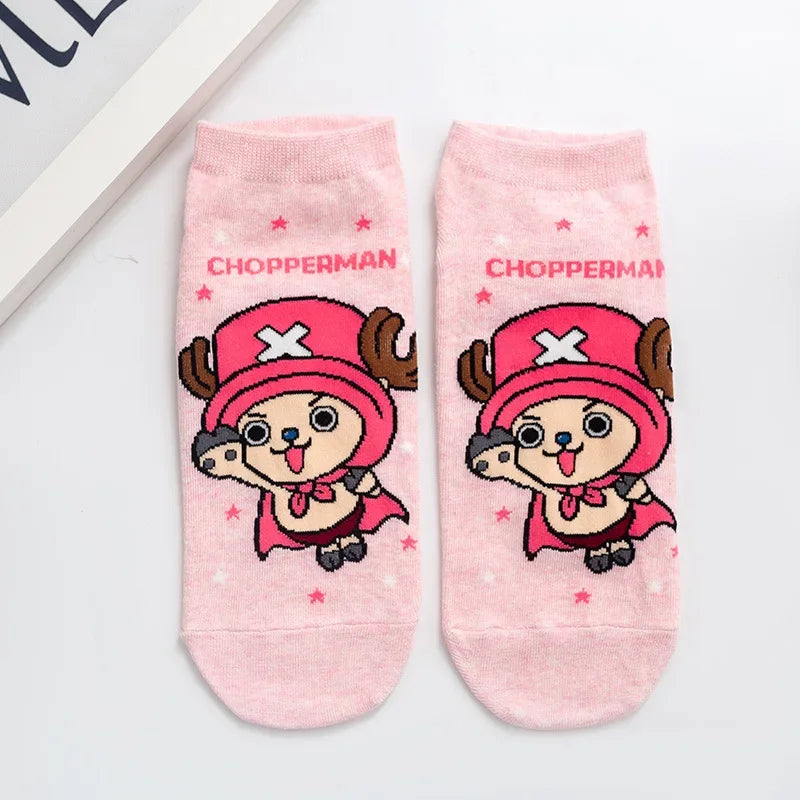 Hot Bandai ONE PIECE Men Boat Socks Luffy Chopper Anime Figure Cartoon Low Socks for Women Spring Summer 100% Cotton Socks