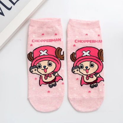 Hot Bandai ONE PIECE Men Boat Socks Luffy Chopper Anime Figure Cartoon Low Socks for Women Spring Summer 100% Cotton Socks