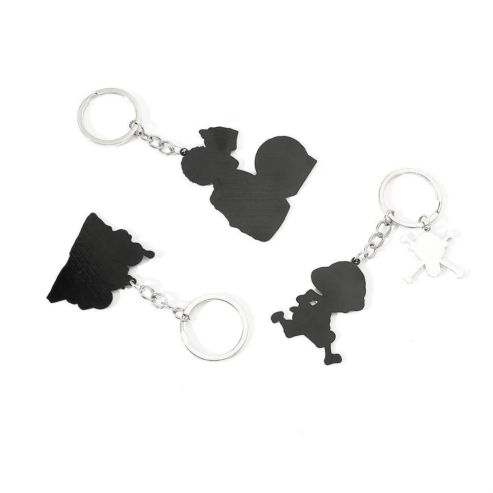 Anime Keychain Luffy Zoro Ace Sabo Metal Pendant Key Chain for Friends Bag Backpack Keyrings Ornament Gifts