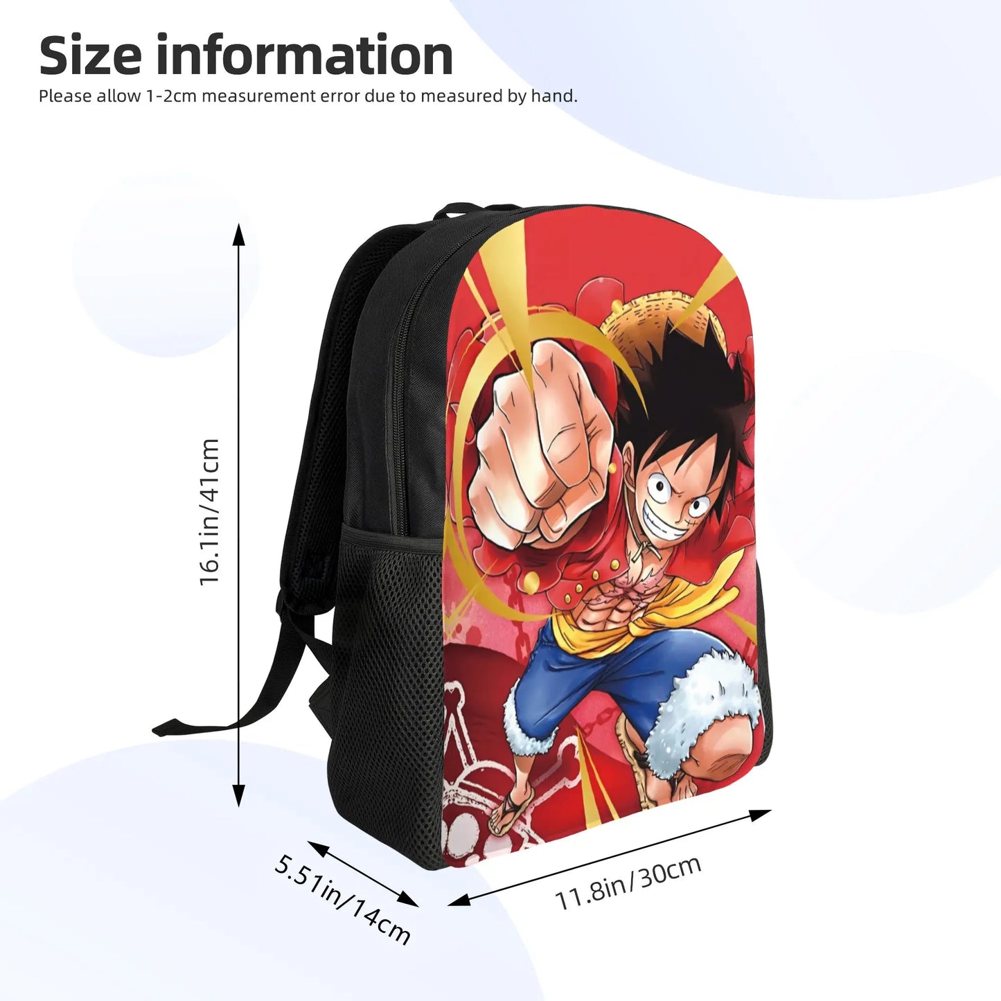 One Piece Luffy  Casual Backpack Durable Student Hiking Travel Cartoon  Daypack for Men Women College Shoulder Bag
