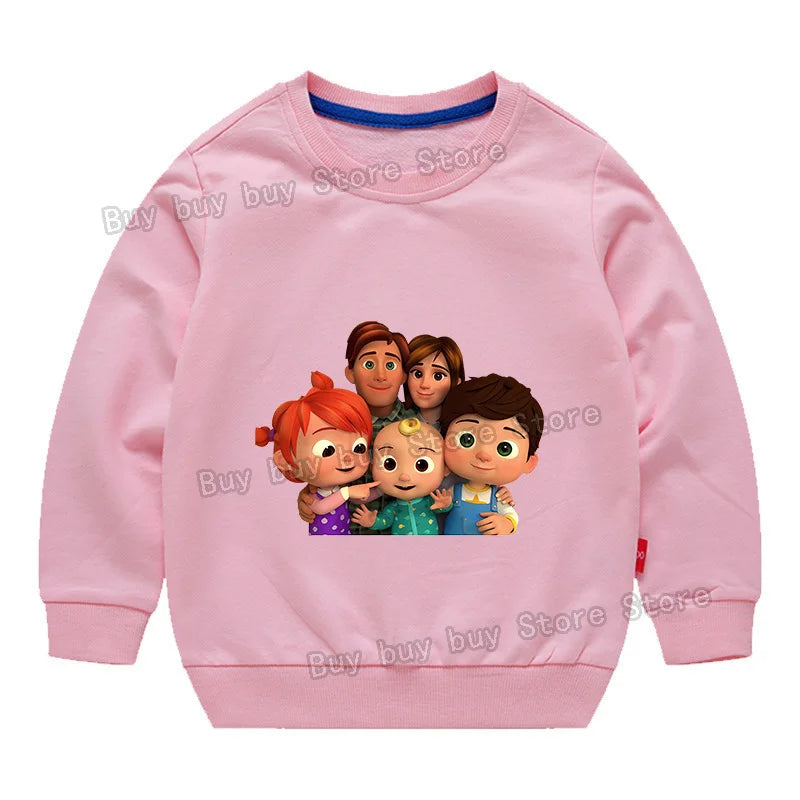Cocomelons Sweatshirt Kids Cartoon Cotton Pullover Long Sleeve Clothing Boys Girls Hoodie Autumn Spring Tops Clothes Sportswear