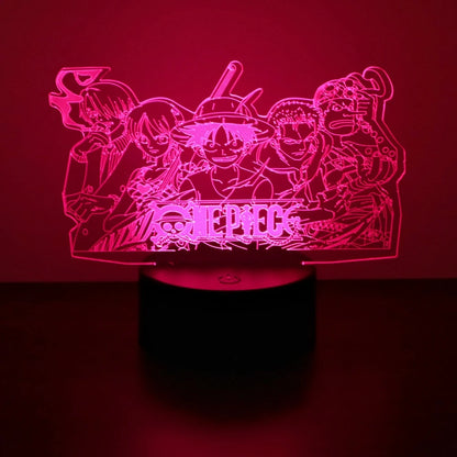 One Piece Zoro Luffy Nami Anime Night Lights Action Figure 3D LED Color Changing Toys Doll Usopp Sanji Chopper Hancock
