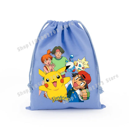 Pokemons Pikachu Storage Drawstring Bag Party Candy Package Cartoon Gengar Charizard Portable Boy Key Pouch Kids Gift Bags