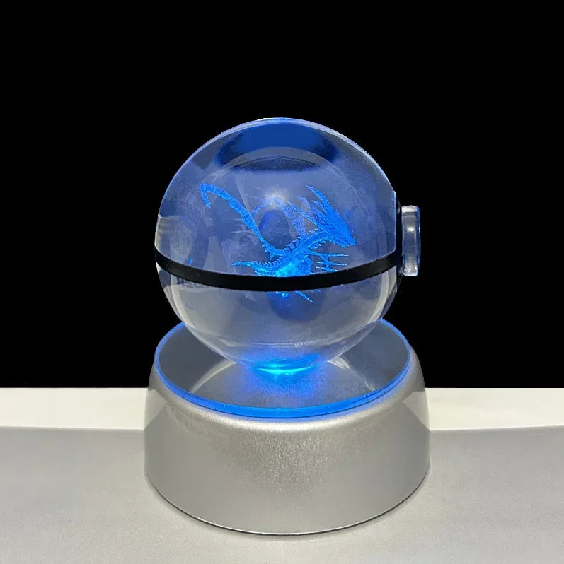 Pokemon 3D Crystal Ball Anime Game Pokeball Rainbow Led Night Light