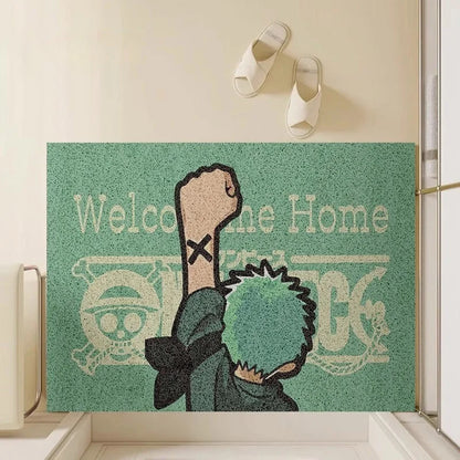 Hot Selling One Piece Anime Cartoon Home Entrance Silk Circle Floor Mat Cuttable Pvc Floor Door Mats Non-Slip Washable Mat Carpe