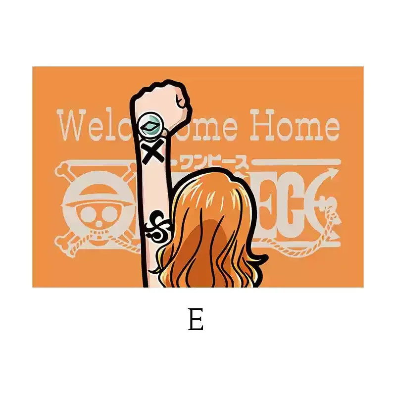 Hot Selling One Piece Anime Cartoon Home Entrance Silk Circle Floor Mat Cuttable Pvc Floor Door Mats Non-Slip Washable Mat Carpe