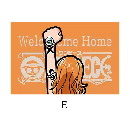 Hot Selling One Piece Anime Cartoon Home Entrance Silk Circle Floor Mat Cuttable Pvc Floor Door Mats Non-Slip Washable Mat Carpe