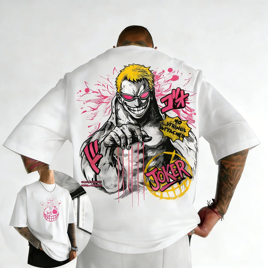 ONE PICE Men's Summer Cotton T-shirt 2026 New Doflamingo Anime Printing Trend Versatile Large Loose Casual Y2K Parent Child Top