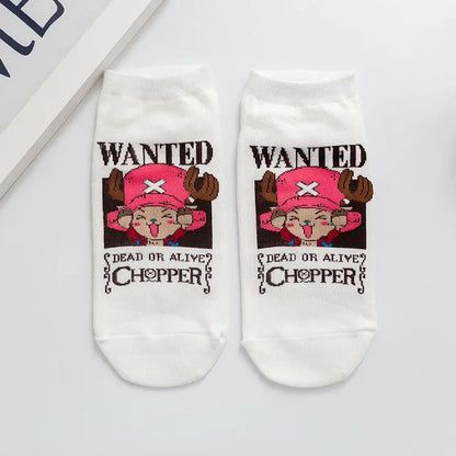 Hot Bandai ONE PIECE Men Boat Socks Luffy Chopper Anime Figure Cartoon Low Socks for Women Spring Summer 100% Cotton Socks