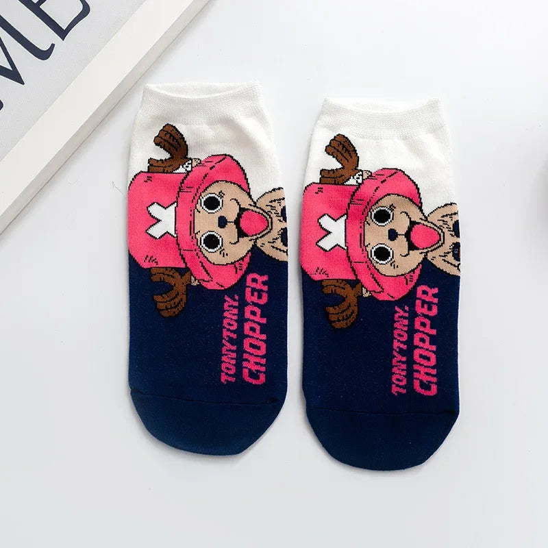 Hot Bandai ONE PIECE Men Boat Socks Luffy Chopper Anime Figure Cartoon Low Socks for Women Spring Summer 100% Cotton Socks