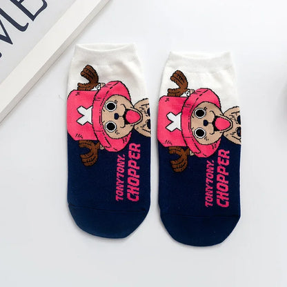 Hot Bandai ONE PIECE Men Boat Socks Luffy Chopper Anime Figure Cartoon Low Socks for Women Spring Summer 100% Cotton Socks