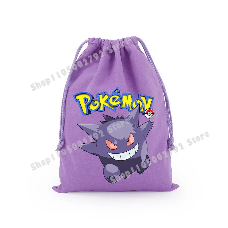 Pokemons Pikachu Storage Drawstring Bag Party Candy Package Cartoon Gengar Charizard Portable Boy Key Pouch Kids Gift Bags