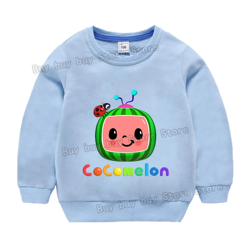 Cocomelons Sweatshirt Kids Cartoon Cotton Pullover Long Sleeve Clothing Boys Girls Hoodie Autumn Spring Tops Clothes Sportswear