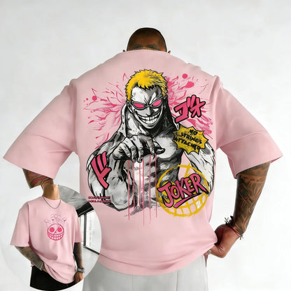 ONE PICE Men's Summer Cotton T-shirt 2026 New Doflamingo Anime Printing Trend Versatile Large Loose Casual Y2K Parent Child Top