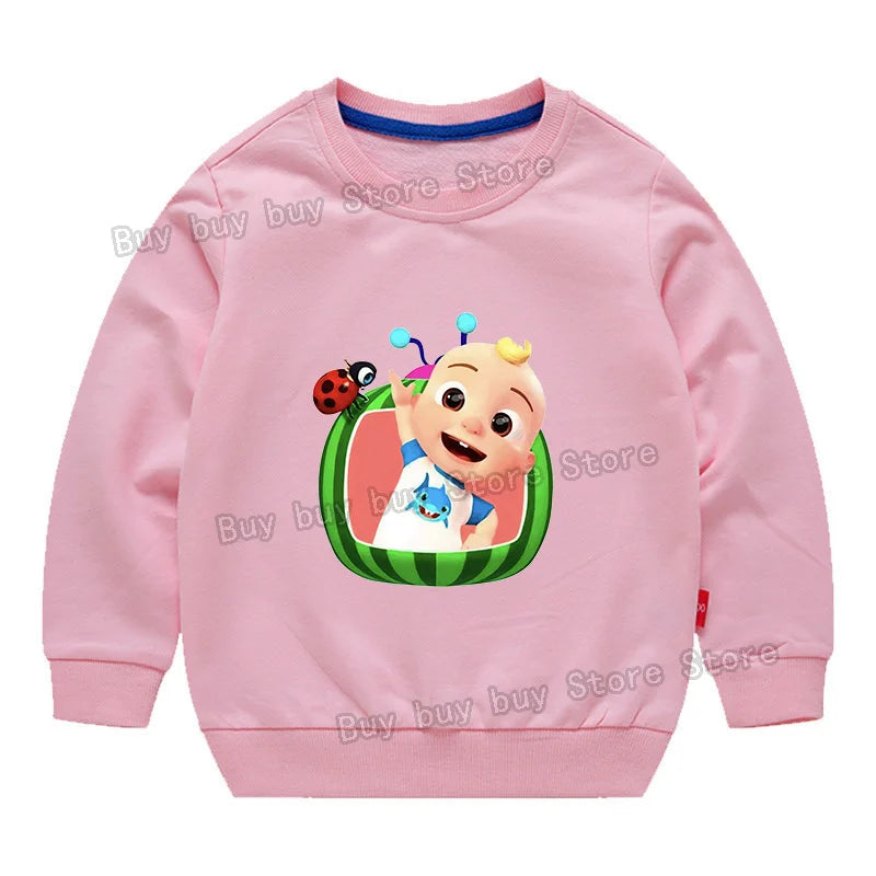 Cocomelons Sweatshirt Kids Cartoon Cotton Pullover Long Sleeve Clothing Boys Girls Hoodie Autumn Spring Tops Clothes Sportswear