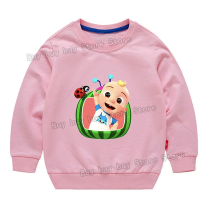 Cocomelons Sweatshirt Kids Cartoon Cotton Pullover Long Sleeve Clothing Boys Girls Hoodie Autumn Spring Tops Clothes Sportswear
