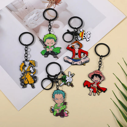 One Piece Anime Keychain Set - Monkey D. Luffy & Roronoa Zoro Cartoon Characters Backpack Decoration Collectible Gift