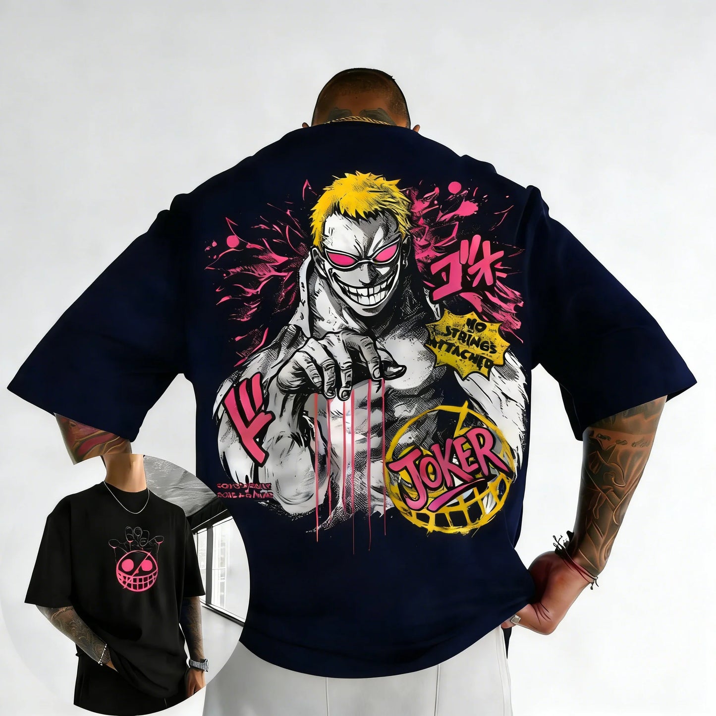 ONE PICE Men's Summer Cotton T-shirt 2026 New Doflamingo Anime Printing Trend Versatile Large Loose Casual Y2K Parent Child Top
