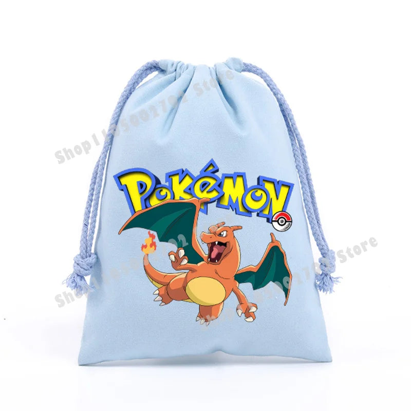 Pokemons Pikachu Storage Drawstring Bag Party Candy Package Cartoon Gengar Charizard Portable Boy Key Pouch Kids Gift Bags