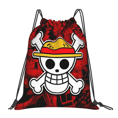 One Piece Zoro Skull Backpack Drawstring Sports Bags Gym Bag Water Resistant  String Sackpack for Exercise