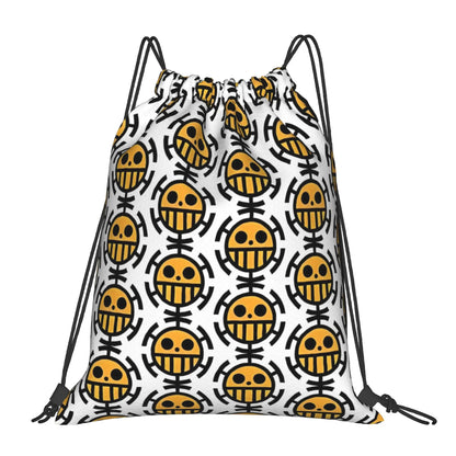 One Piece Zoro Skull Backpack Drawstring Sports Bags Gym Bag Water Resistant  String Sackpack for Exercise