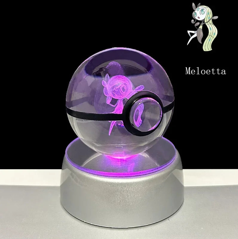 Pokemon 3D Crystal Ball Anime Game Pokeball Rainbow Led Night Light