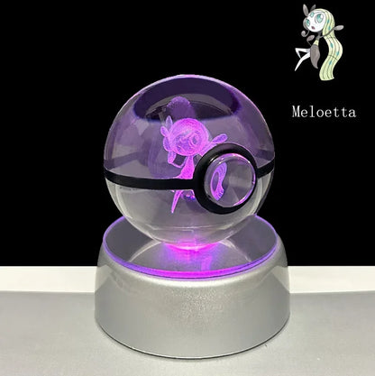 Pokemon 3D Crystal Ball Anime Game Pokeball Rainbow Led Night Light
