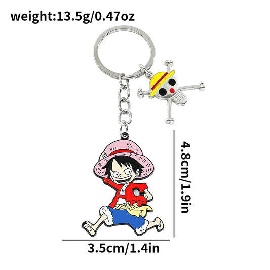Anime Keychain Luffy Zoro Ace Sabo Metal Pendant Key Chain for Friends Bag Backpack Keyrings Ornament Gifts